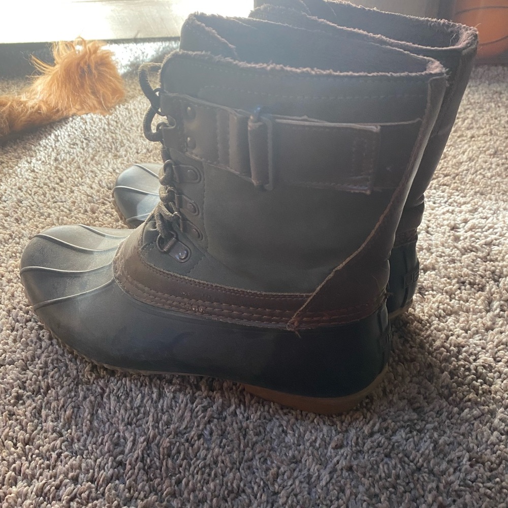 Black and Brown Lace-Up Boots